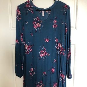 Blue Floral Dress open sleeves